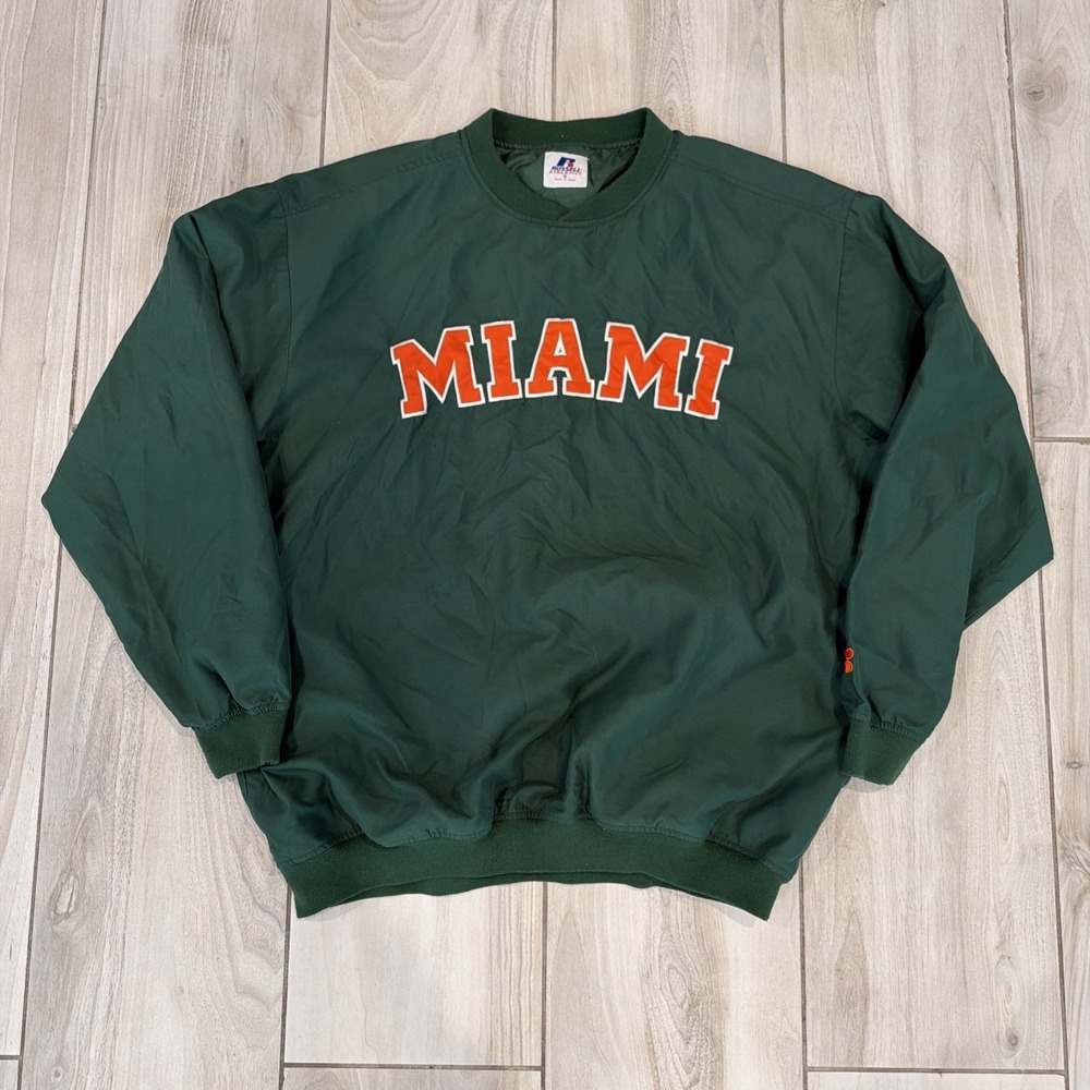 Miami Hurricanes Russell  Men's XL Pullover Jacket Windbreaker UM NCAA The U MIA